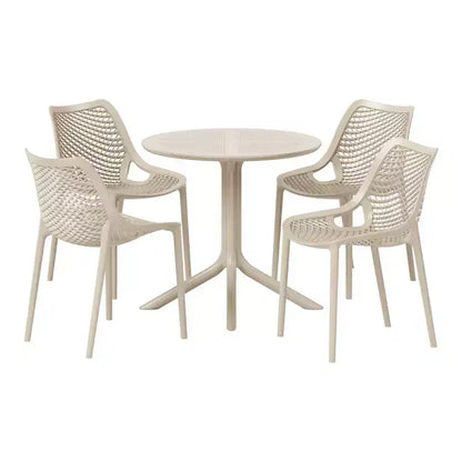 Set da tavolo da pranzo rotondo moderno a 5 pezzi WestinTrends Playa con sedie da pranzo impilabili per patio