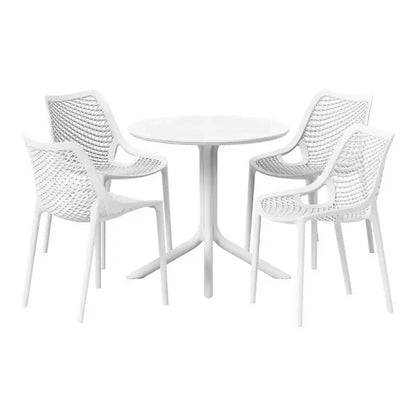 Set da tavolo da pranzo rotondo moderno a 5 pezzi WestinTrends Playa con sedie da pranzo impilabili per patio