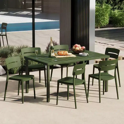 Ensemble de salle à manger d'extérieur rectangulaire 7 pièces en métal WestinTrends Playa avec chaises de patio empilables