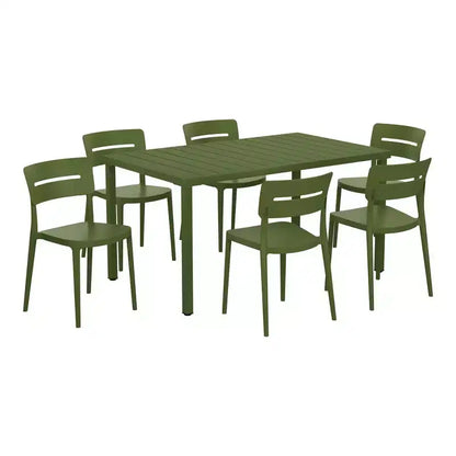 Ensemble de salle à manger d'extérieur rectangulaire 7 pièces en métal WestinTrends Playa avec chaises de patio empilables