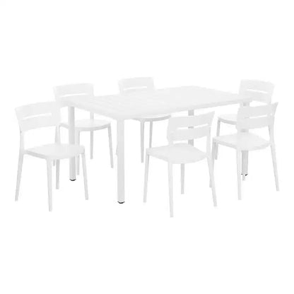 Ensemble de salle à manger d'extérieur rectangulaire 7 pièces en métal WestinTrends Playa avec chaises de patio empilables