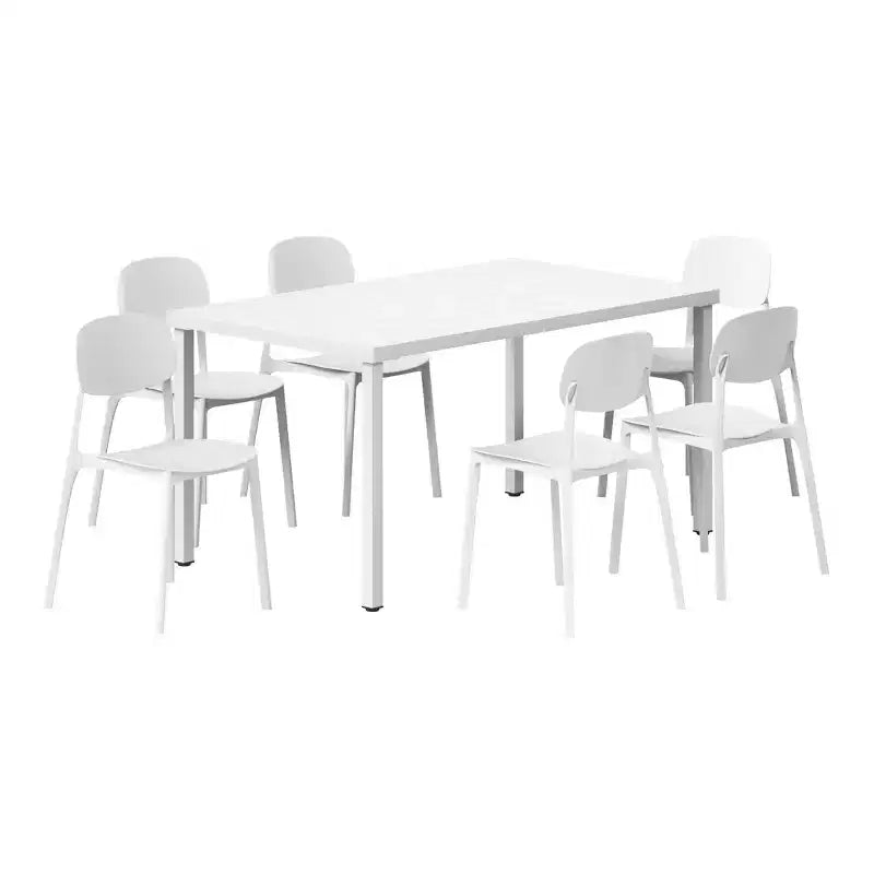 WestinTrends Playa Set da Pranzo da Esterno Rettangolare in Metallo a 7 Pezzi con Sedie Laterali Impilabili da Patio Mid-Century Modern
