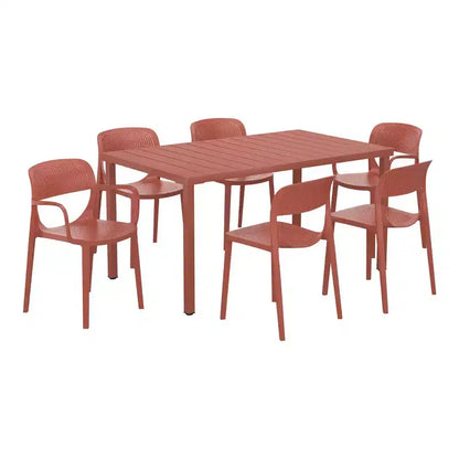 WestinTrends Playa Set da Pranzo da Esterno Rettangolare a 7 Pezzi in Metallo con Sedie da Pranzo da Esterno Impilabili
