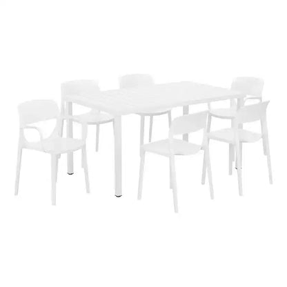 WestinTrends Playa Set da Pranzo da Esterno Rettangolare a 7 Pezzi in Metallo con Sedie da Pranzo da Esterno Impilabili