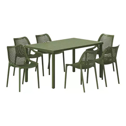 WestinTrends Playa, set da pranzo da esterni in metallo, 7 pezzi, con tavolo e sedie impilabili