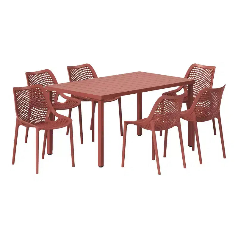 WestinTrends Playa, set da pranzo da esterni in metallo, 7 pezzi, con tavolo e sedie impilabili