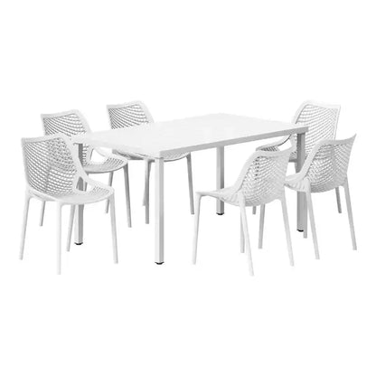 WestinTrends Playa, set da pranzo da esterni in metallo, 7 pezzi, con tavolo e sedie impilabili