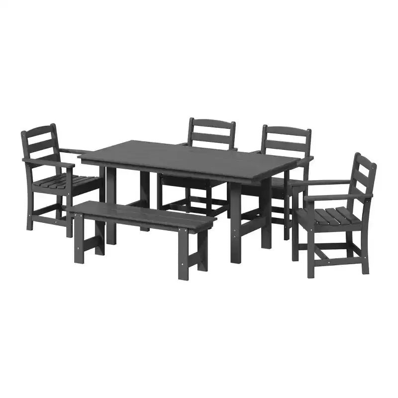 WestinTrends Ashore Set da pranzo da esterno in 6 pezzi in HDPE con panca