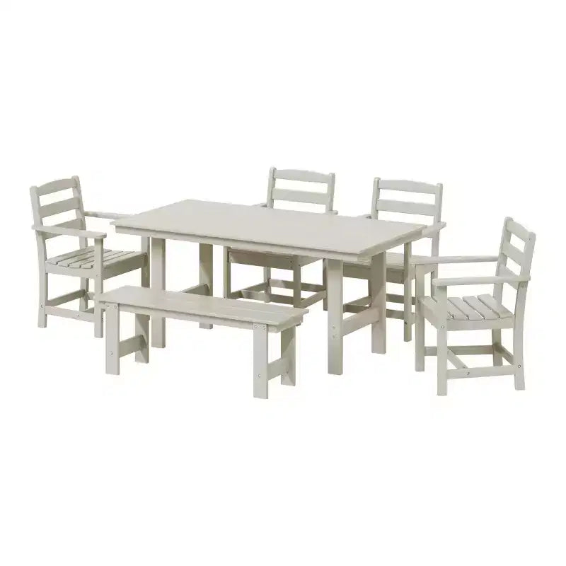 WestinTrends Ashore Set da pranzo da esterno in 6 pezzi in HDPE con panca