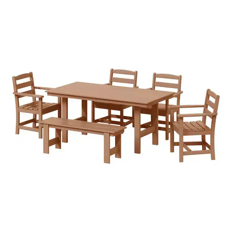 WestinTrends Ashore Set da pranzo da esterno in 6 pezzi in HDPE con panca