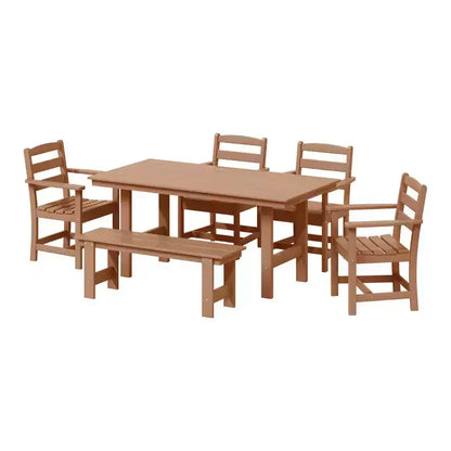 WestinTrends Ashore Set da pranzo da esterno in 6 pezzi in HDPE con panca