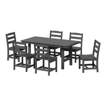 WestinTrends Ashore Set da pranzo da esterno rettangolare a 7 pezzi in HDPE con sedie laterali