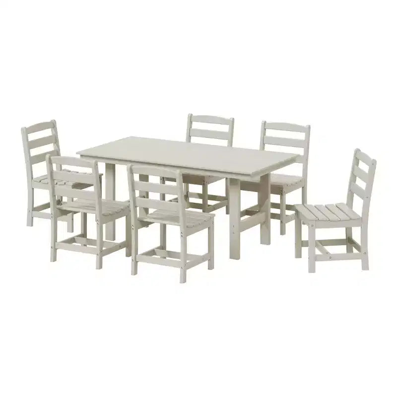 WestinTrends Ashore Set da pranzo da esterno rettangolare a 7 pezzi in HDPE con sedie laterali