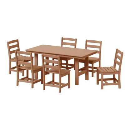 WestinTrends Ashore Set da pranzo da esterno rettangolare a 7 pezzi in HDPE con sedie laterali