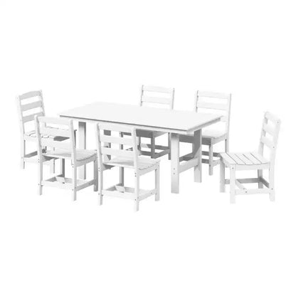 WestinTrends Ashore Set da pranzo da esterno rettangolare a 7 pezzi in HDPE con sedie laterali