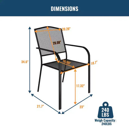 CLIHOME Ensemble de salle à manger d'extérieur 7 pièces, table et chaises de patio en maille à cadre en acier 65