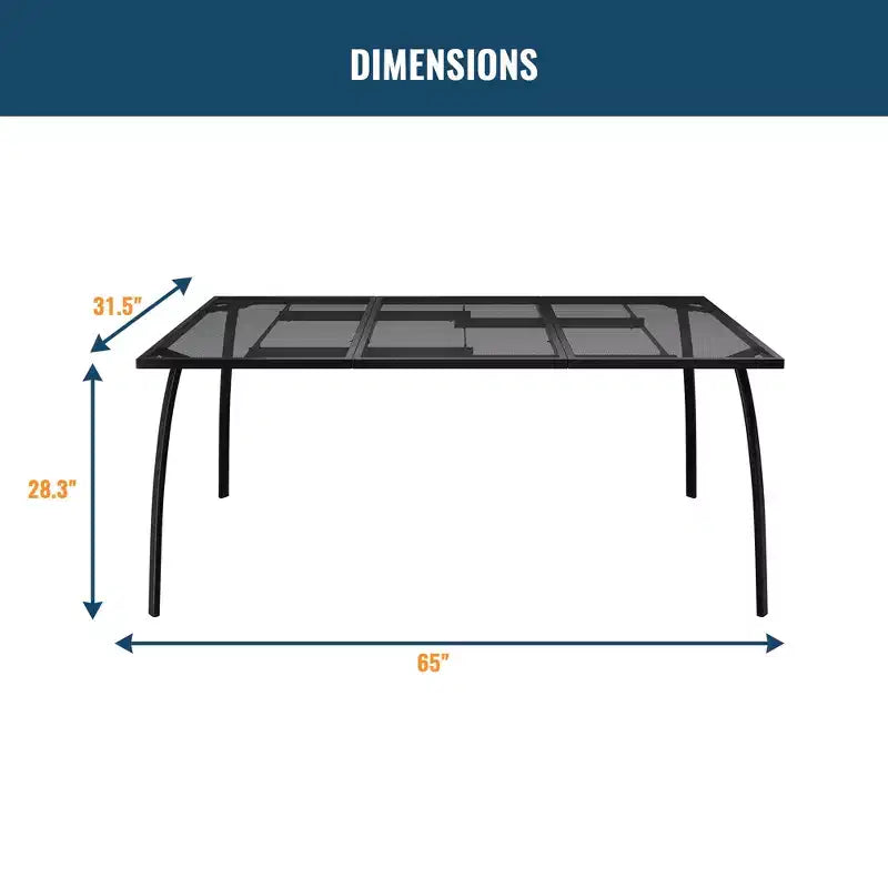 CLIHOME Ensemble de salle à manger d'extérieur 7 pièces, table et chaises de patio en maille à cadre en acier 65