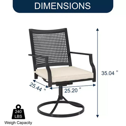 CLIHOME Ensemble repas d'extérieur 8 pièces, Table carrée avec trou pour parasol et chaises pivotantes à 360°, Ensemble de patio