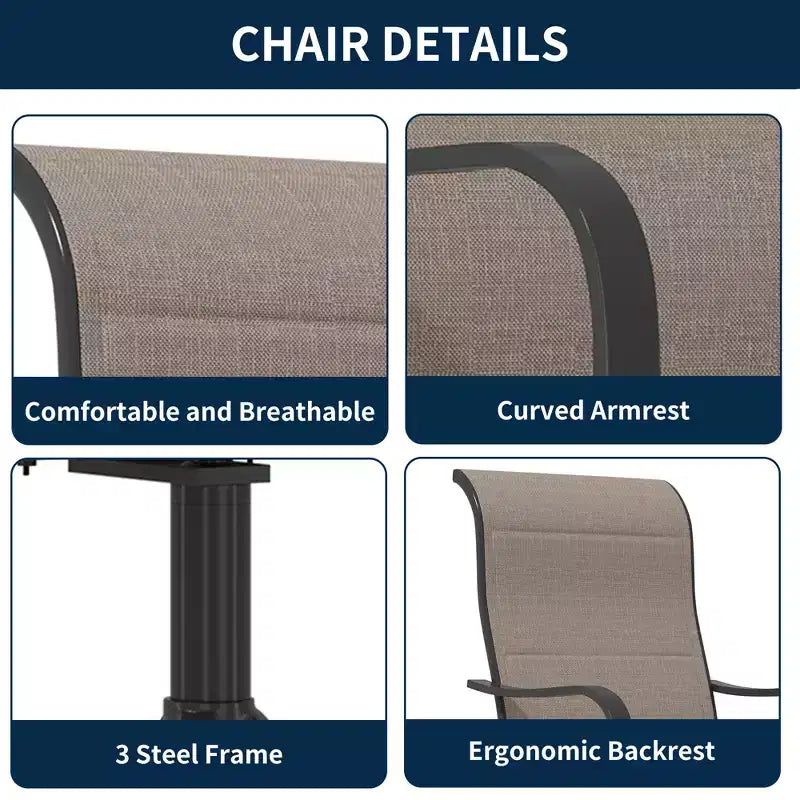 CLIHOME Ensemble de salle à manger d'extérieur 8 pièces, table carrée convertible avec trou pour parasol intégré et chaises pivotantes à 360°