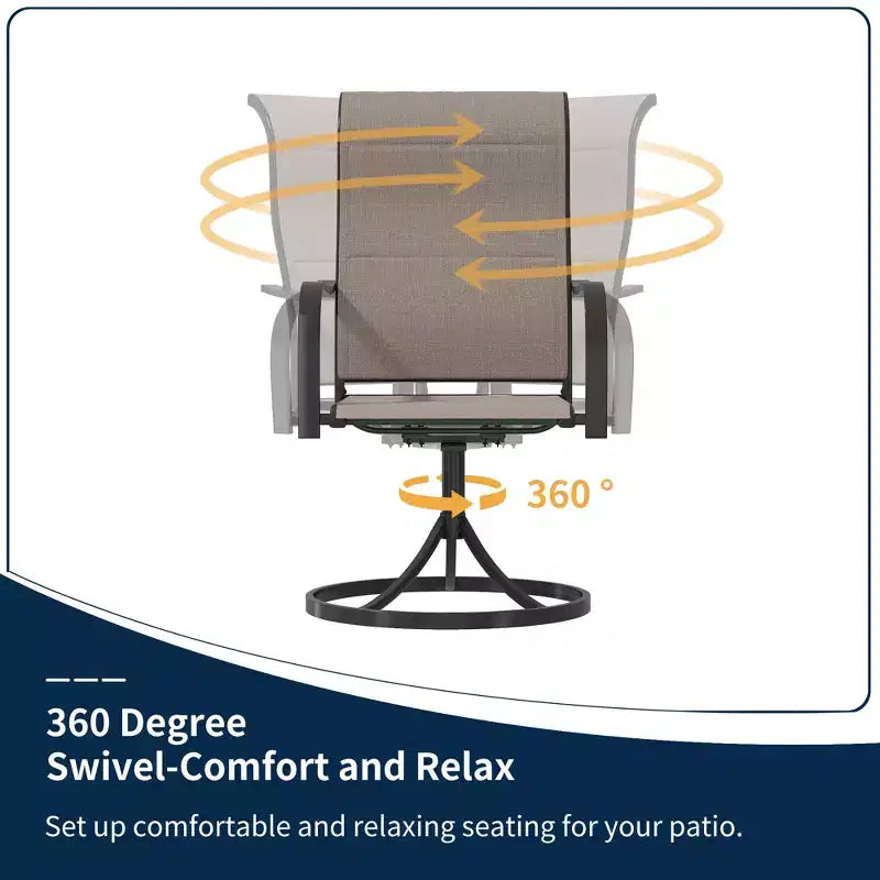 CLIHOME Ensemble de salle à manger d'extérieur 8 pièces, table carrée convertible avec trou pour parasol intégré et chaises pivotantes à 360°