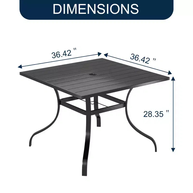 CLIHOME Ensemble de salle à manger d'extérieur 8 pièces, table carrée convertible avec trou pour parasol intégré et chaises pivotantes à 360°