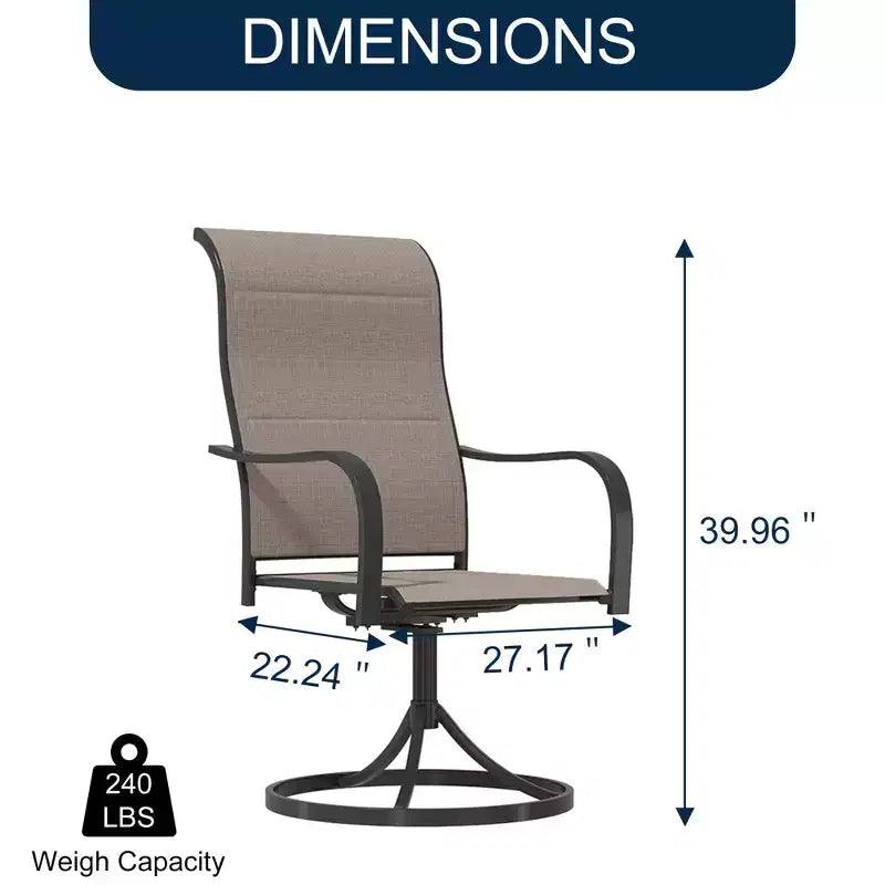 CLIHOME Set da pranzo da esterno 9 pezzi, tavolo allungabile e sedie girevoli a 360°