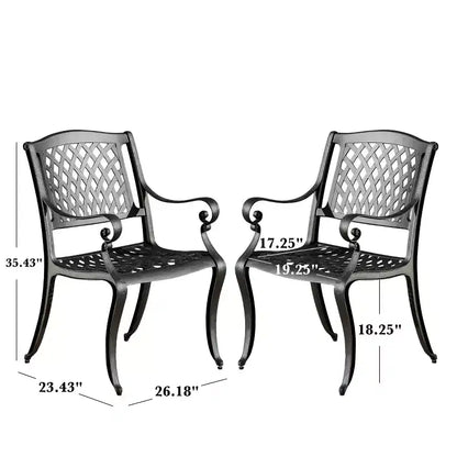 Ensemble de salle à manger extérieur traditionnel Christopher Knight Home Cayman 9 pièces en fonte d'aluminium maillée avec table ronde tissée de 155,5 cm