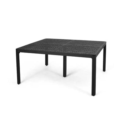 Ensemble de salle à manger extérieur traditionnel Christopher Knight Home Cayman 9 pièces en fonte d'aluminium maillée avec table ronde tissée de 155,5 cm