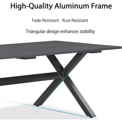 PURPLE LEAF Ensemble de salle à manger d'extérieur avec table à manger en aluminium de patio et chaises en rotin tressé, ensemble de coussins de meubles modernes pour jardin.
