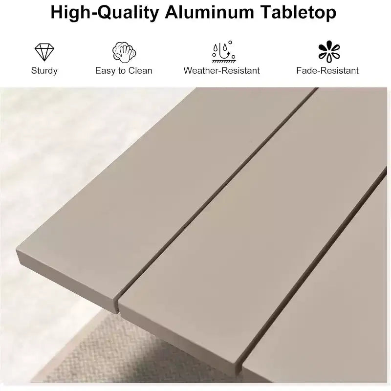 PURPLE LEAF Ensemble de salle à manger d'extérieur avec table à manger en aluminium de patio et chaises en rotin tressé, ensemble de coussins de meubles modernes pour jardin.