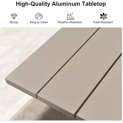 PURPLE LEAF Ensemble de salle à manger d'extérieur avec table à manger en aluminium de patio et chaises en rotin tressé, ensemble de coussins de meubles modernes pour jardin.