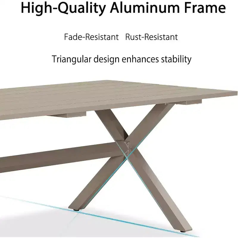 PURPLE LEAF Ensemble de salle à manger d'extérieur avec table à manger en aluminium de patio et chaises en rotin tressé, ensemble de coussins de meubles modernes pour jardin.