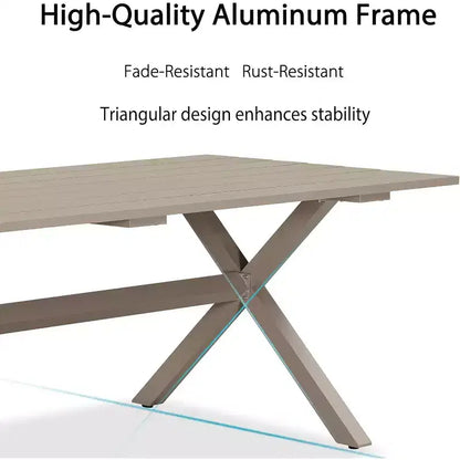 PURPLE LEAF Ensemble de salle à manger d'extérieur avec table à manger en aluminium de patio et chaises en rotin tressé, ensemble de coussins de meubles modernes pour jardin.