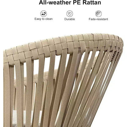 PURPLE LEAF Ensemble de salle à manger d'extérieur avec table à manger en aluminium de patio et chaises en rotin tressé, ensemble de coussins de meubles modernes pour jardin.