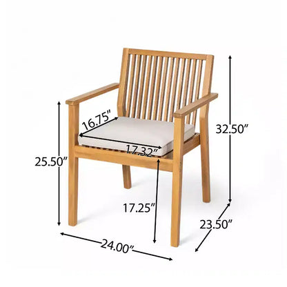 Ensemble de salle à manger d'extérieur en bois d'acacia Christopher Knight Home Caitlyn Rustic 7 pièces avec coussins