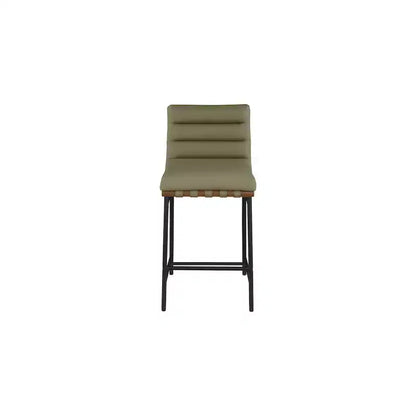 Vegan Leather Counter Stool ¨C Matte Black Frame, Walnut Dowel