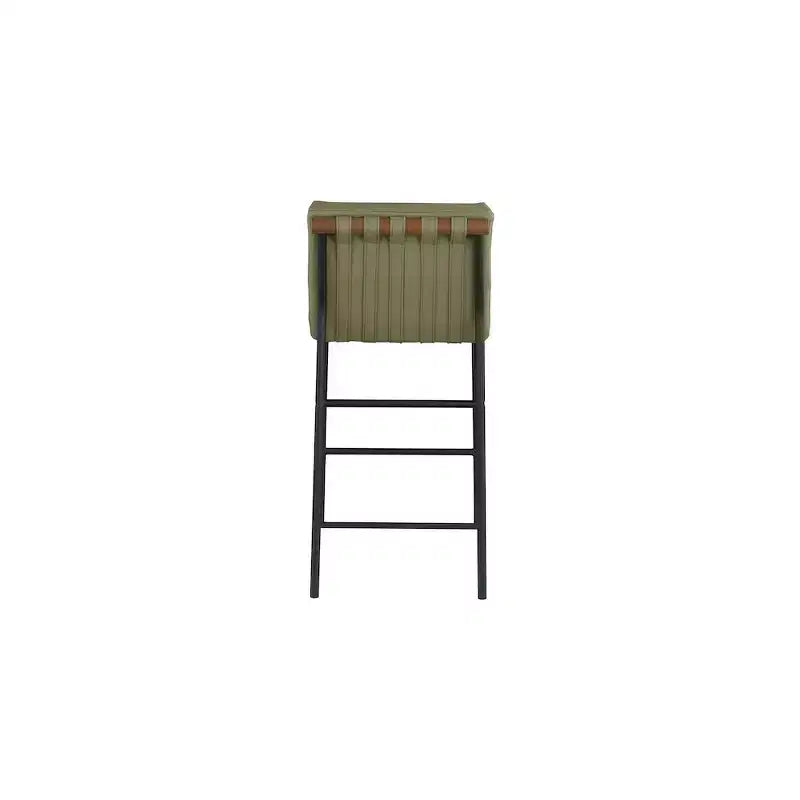 Vegan Leather Counter Stool ¨C Matte Black Frame, Walnut Dowel