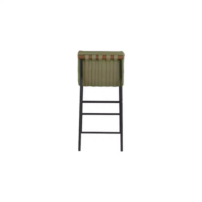 Vegan Leather Counter Stool ¨C Matte Black Frame, Walnut Dowel