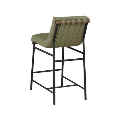 Vegan Leather Counter Stool ¨C Matte Black Frame, Walnut Dowel