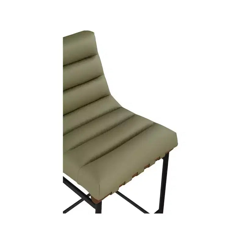 Vegan Leather Counter Stool ¨C Matte Black Frame, Walnut Dowel
