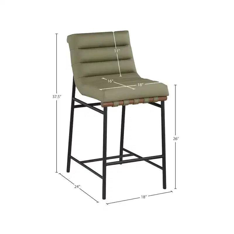 Vegan Leather Counter Stool ¨C Matte Black Frame, Walnut Dowel
