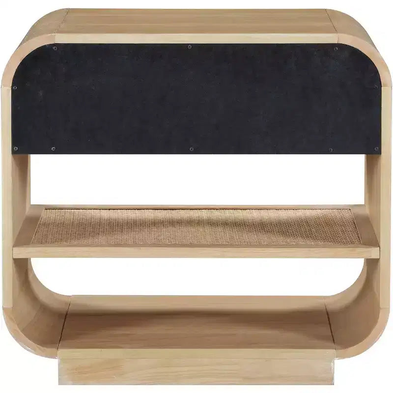 Windsor Natural Rubberwood Nightstand ¨C Mid-Century Modern Cane Bedside Table