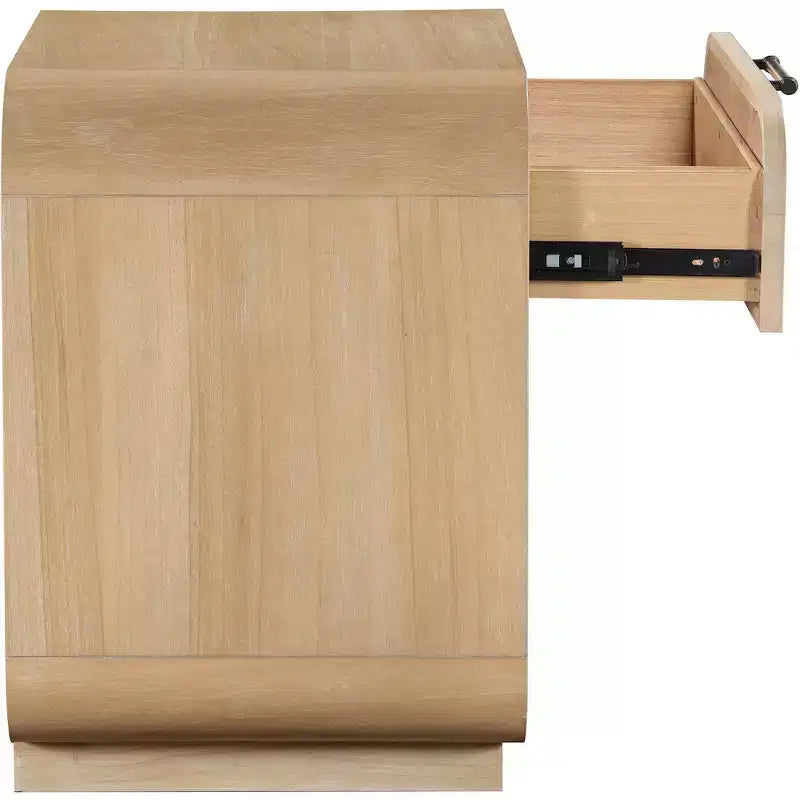 Windsor Natural Rubberwood Nightstand ¨C Mid-Century Modern Cane Bedside Table