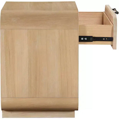 Windsor Natural Rubberwood Nightstand ¨C Mid-Century Modern Cane Bedside Table
