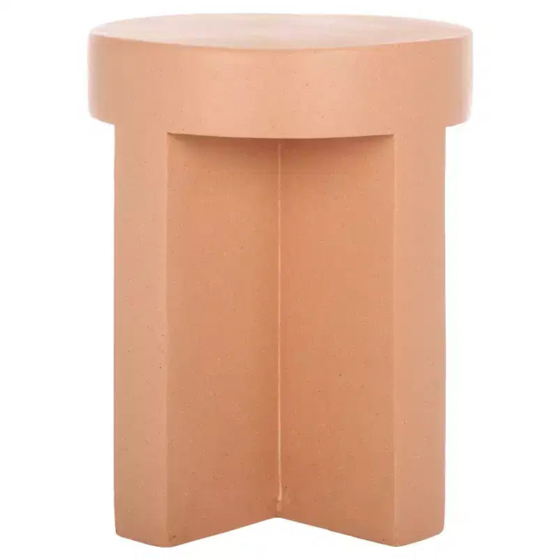 Round Accent Table ¨C White Sculptural Cross Base, Modern Indoor Design