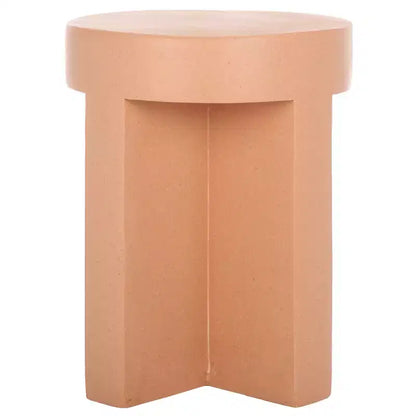 Round Accent Table ¨C White Sculptural Cross Base, Modern Indoor Design