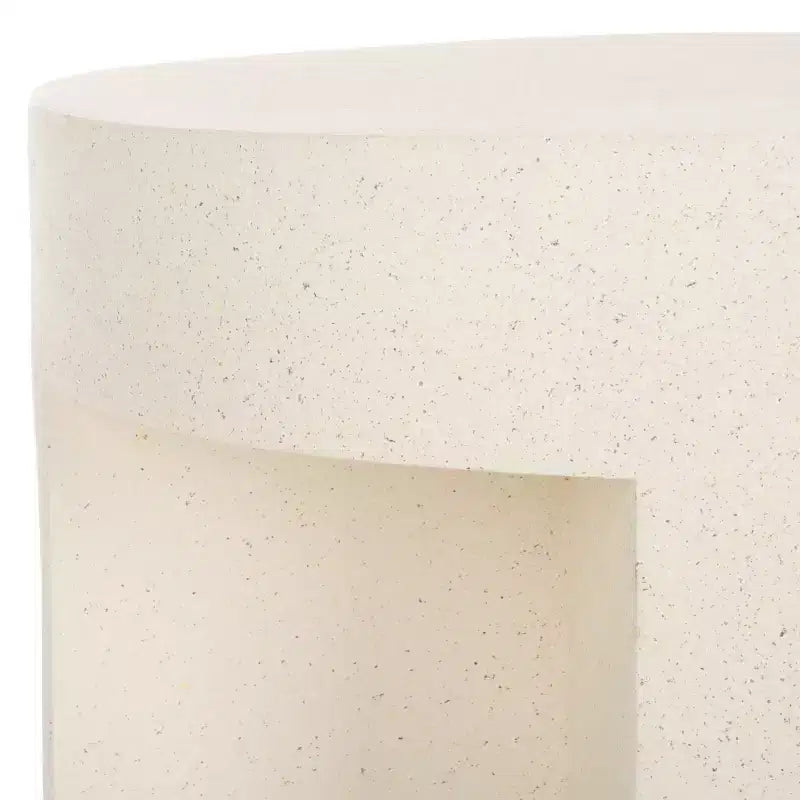 Round Accent Table ¨C White Sculptural Cross Base, Modern Indoor Design