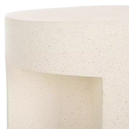 Round Accent Table ¨C White Sculptural Cross Base, Modern Indoor Design