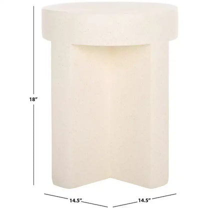 Round Accent Table ¨C White Sculptural Cross Base, Modern Indoor Design