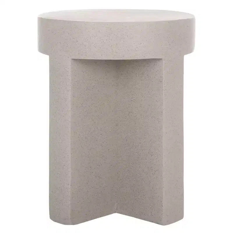 Round Accent Table ¨C White Sculptural Cross Base, Modern Indoor Design
